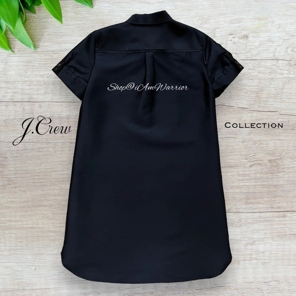 J.Crew Collection NWT Navy Silk Shantung Structured Luxe Minimalist Shirt Dress